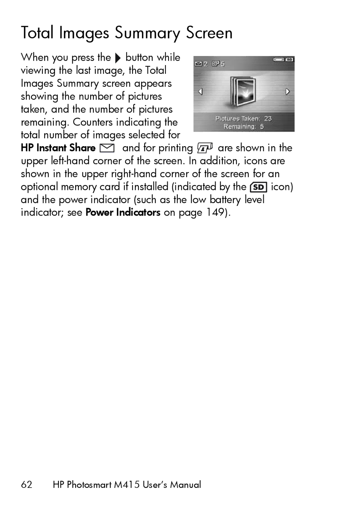 HP M415 manual Total Images Summary Screen 