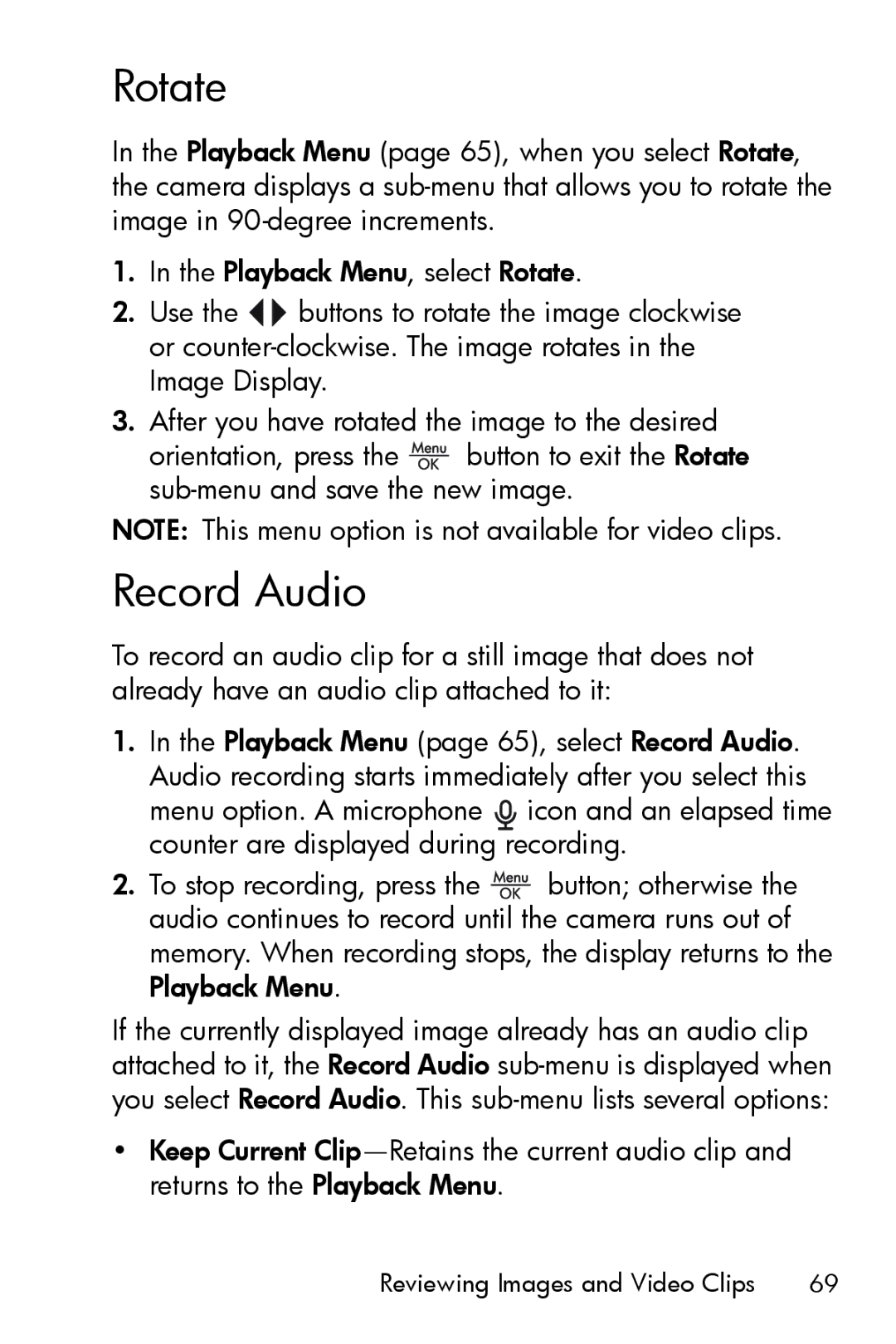 HP M415 manual Rotate, Record Audio 