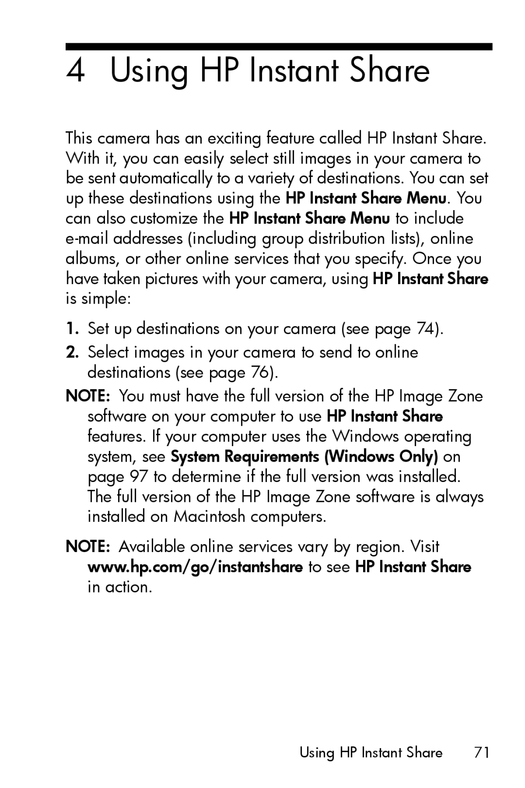 HP M415 manual Using HP Instant Share 