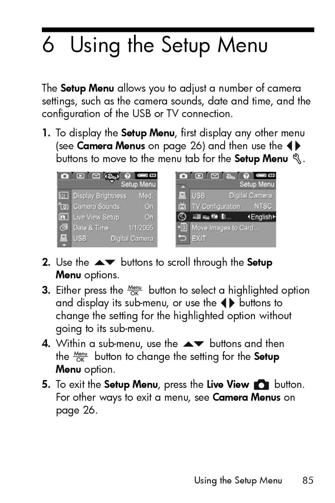 HP M415 manual Using the Setup Menu 