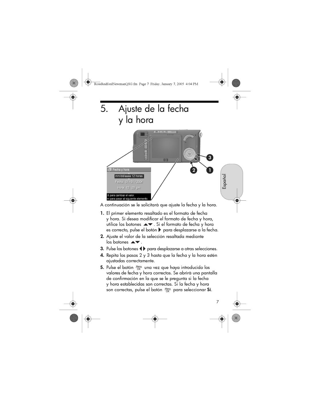 HP M417, M517, M415 manual Ajuste de la fecha y la hora 