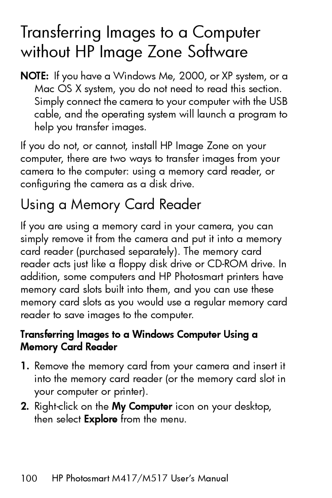 HP M417, M517 manual Using a Memory Card Reader 