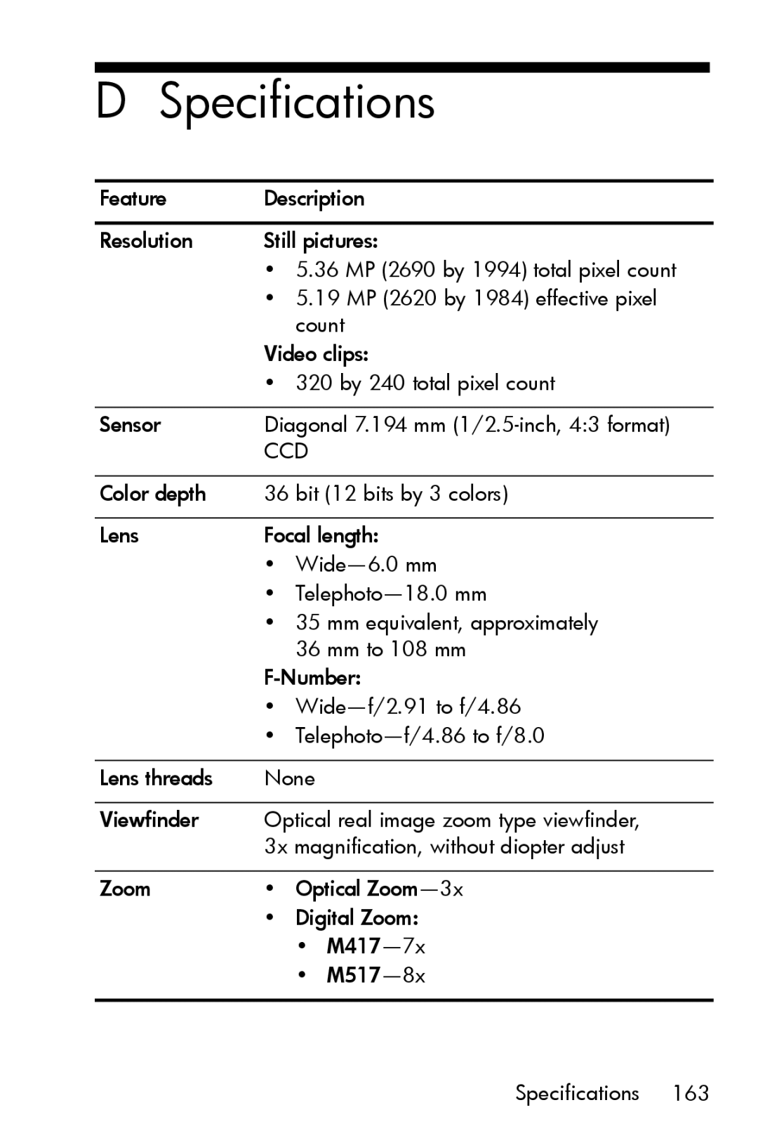 HP M517, M417 manual Specifications 