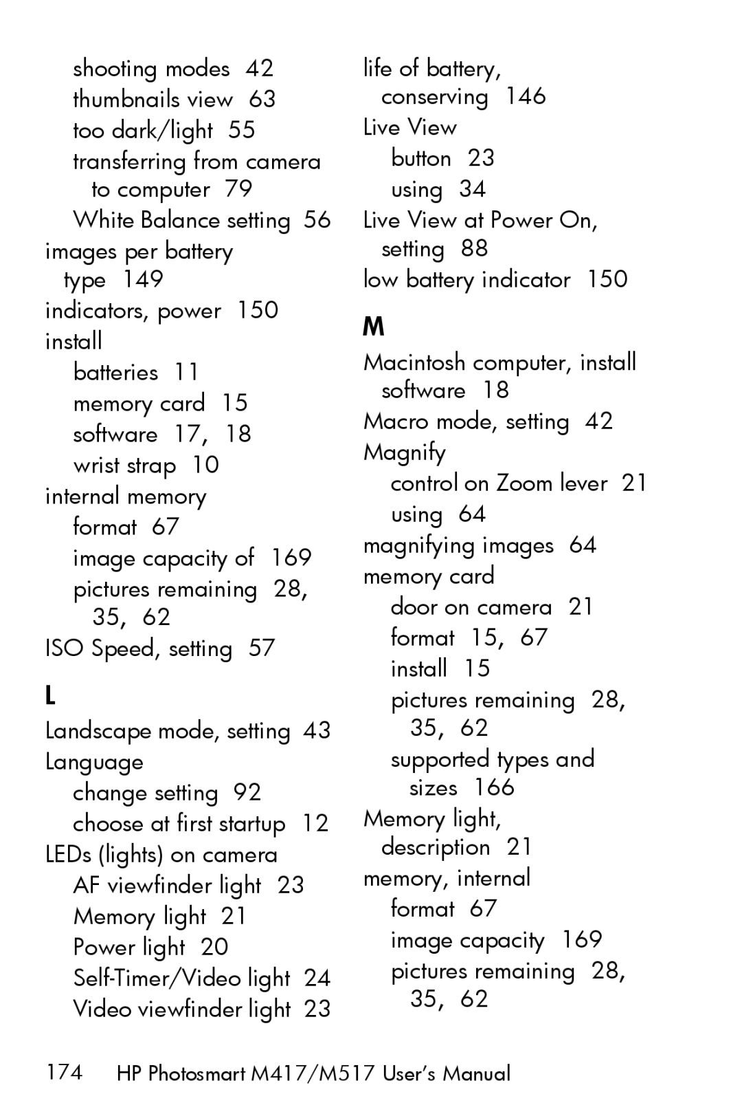 HP M417, M517 manual Life of battery 