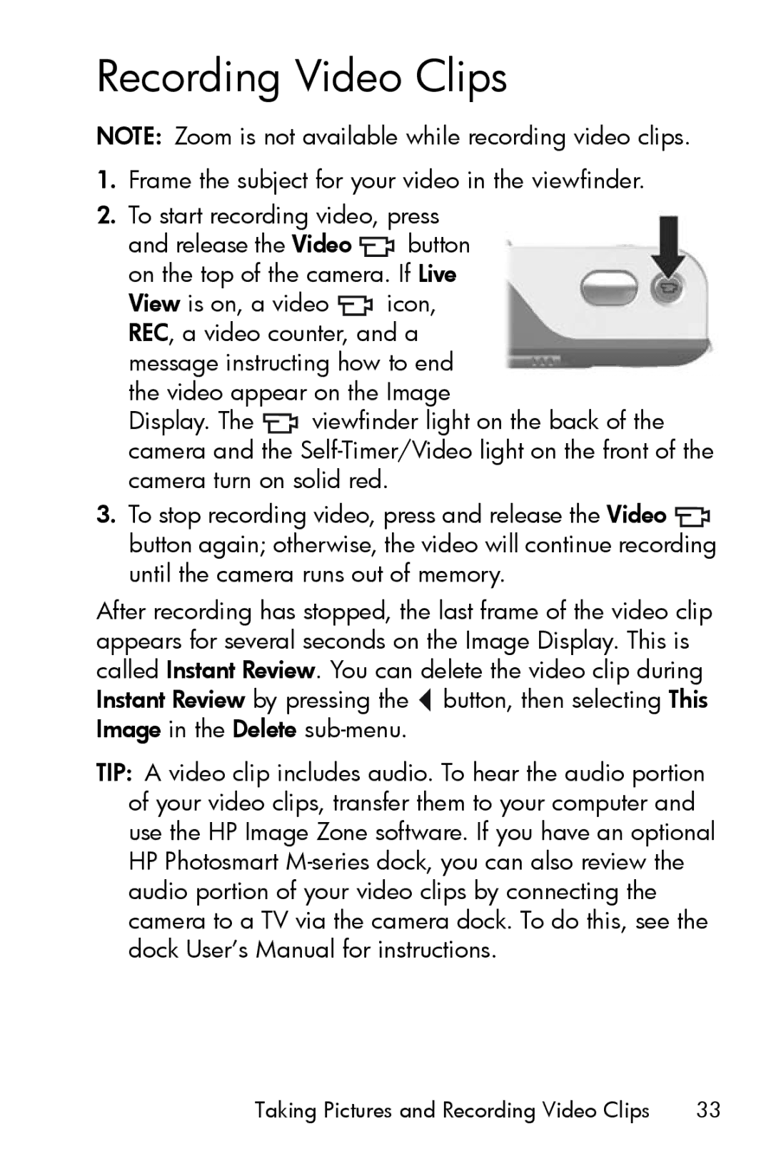 HP M517, M417 manual Recording Video Clips 