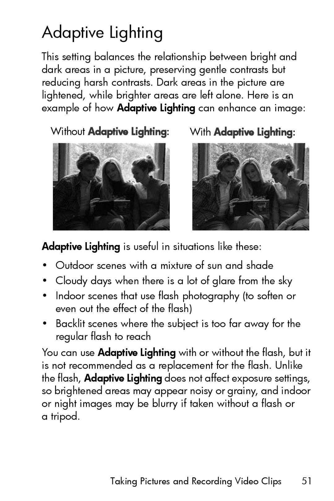 HP M517, M417 manual Without Adaptive Lighting 