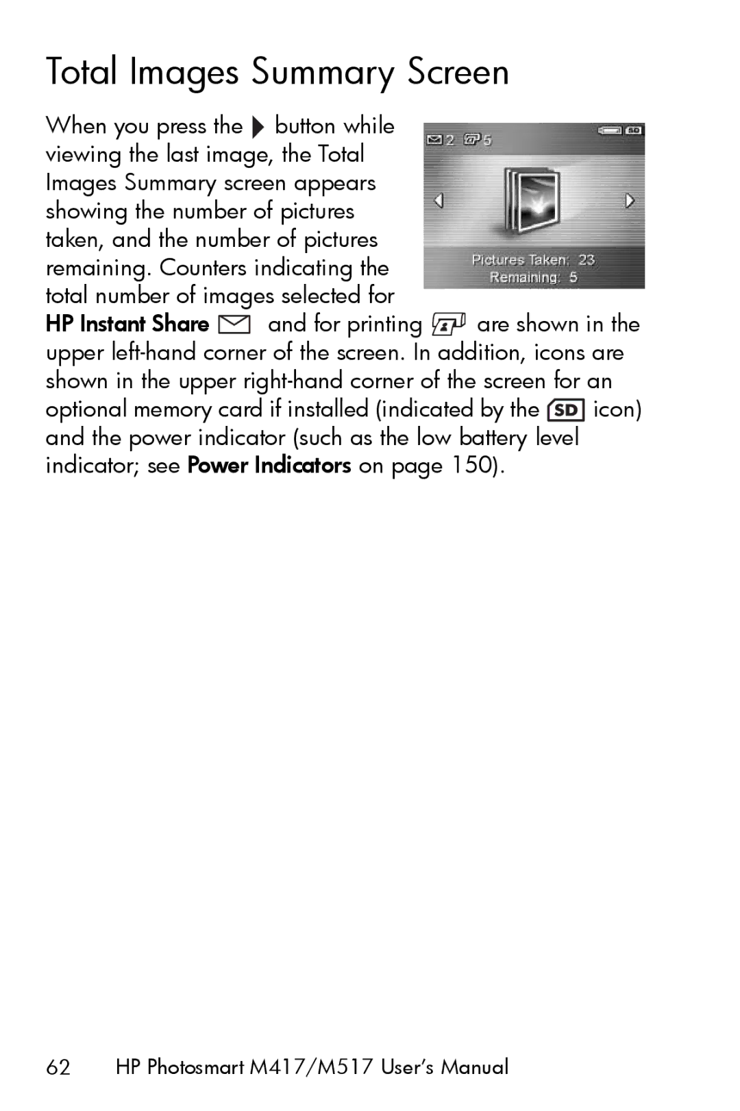 HP M417, M517 manual Total Images Summary Screen 