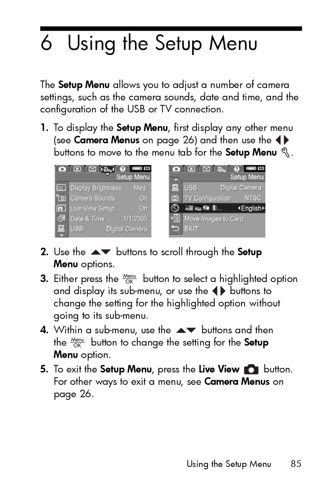 HP M517, M417 manual Using the Setup Menu 