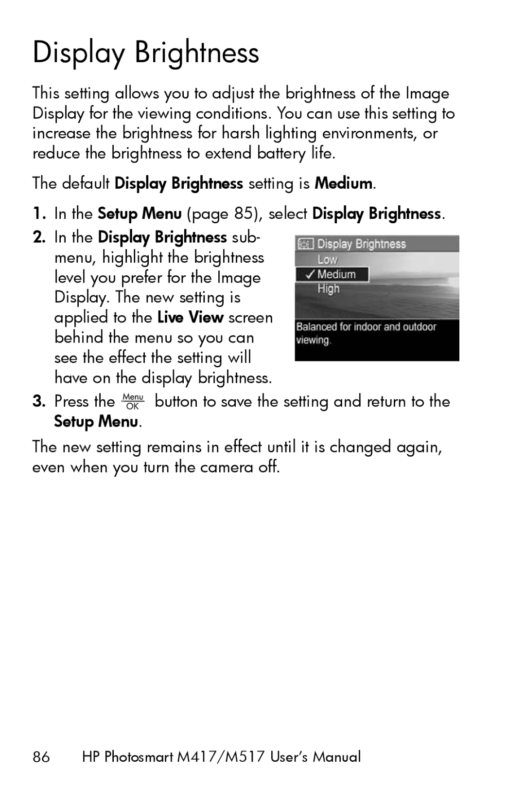 HP M417, M517 manual Display Brightness 