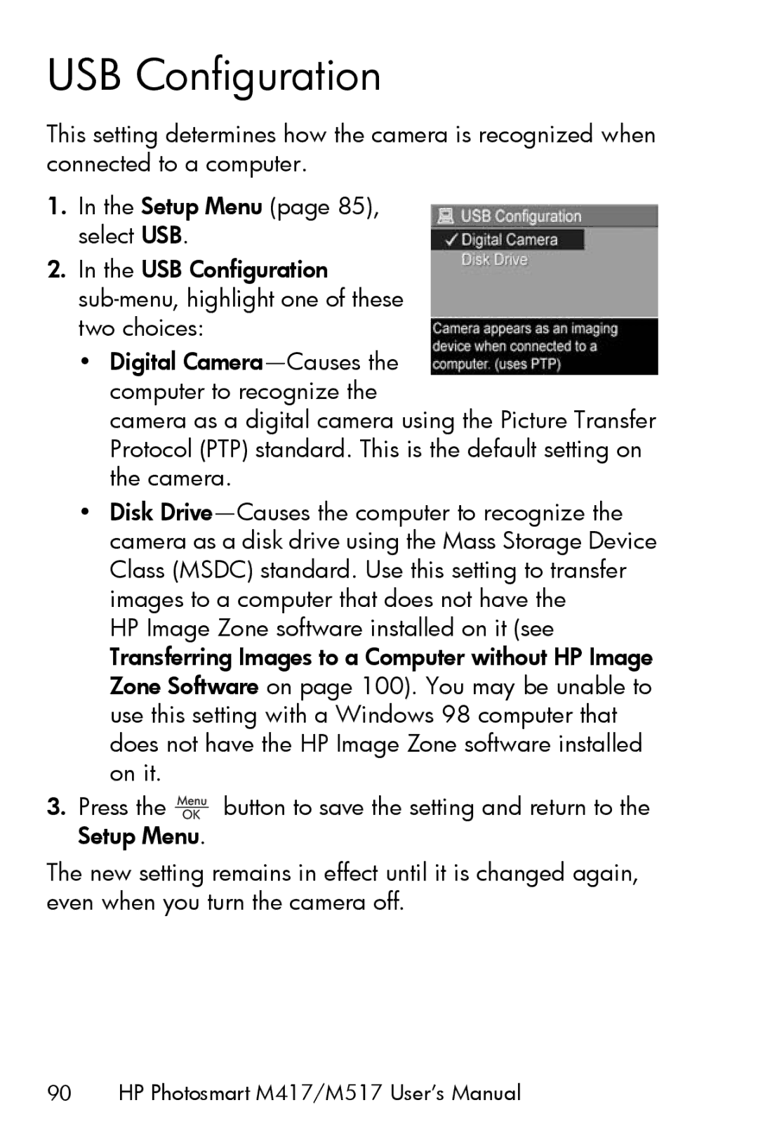 HP M417, M517 manual USB Configuration 