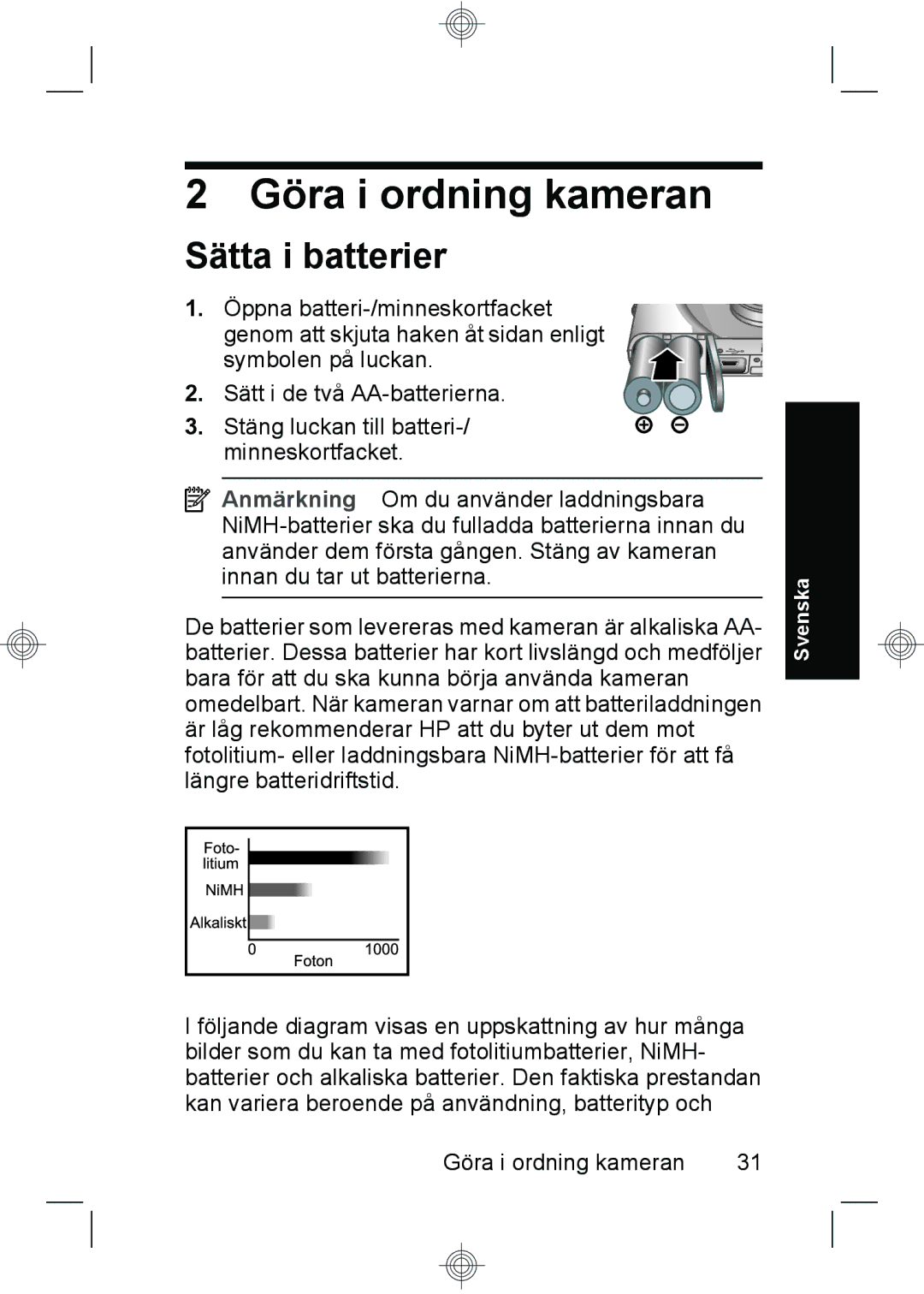 HP M540, M440, M630 manual Göra i ordning kameran, Sätta i batterier 