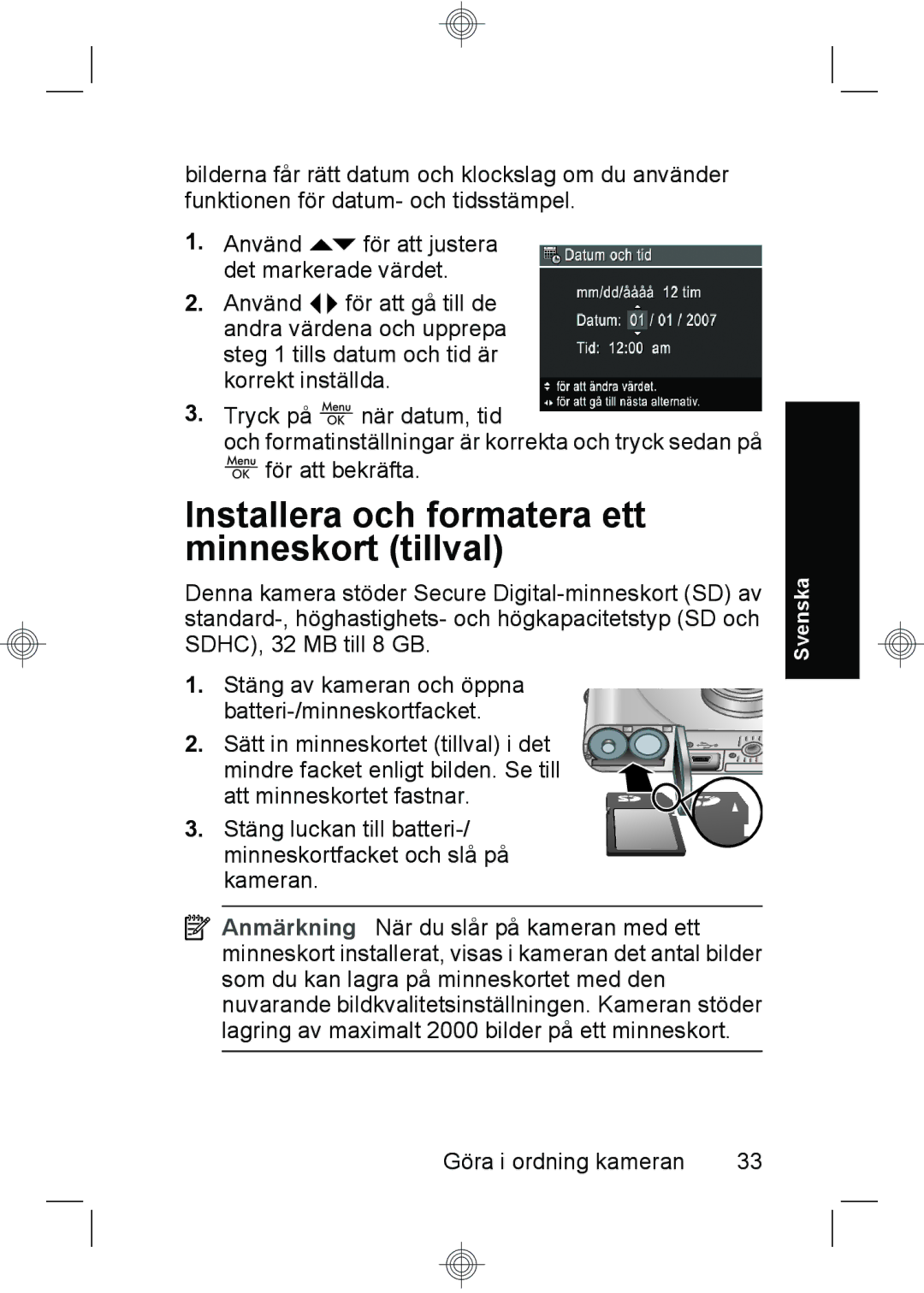 HP M440, M540, M630 manual Installera och formatera ett minneskort tillval 