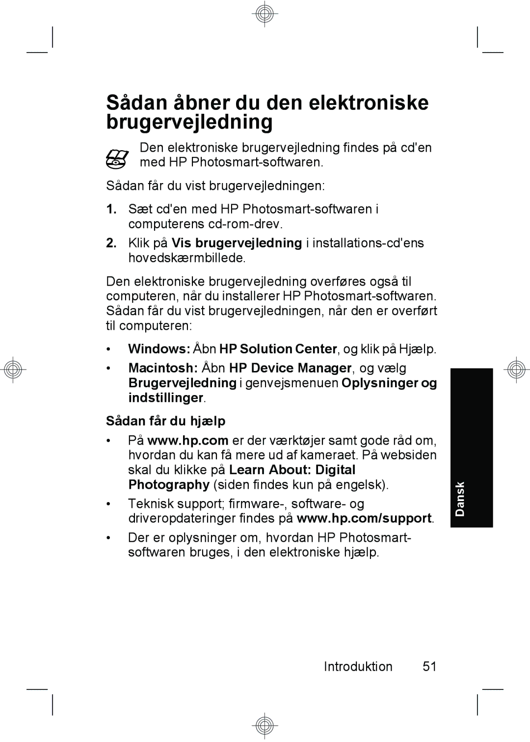 HP M440, M540, M630 manual Sådan åbner du den elektroniske brugervejledning 