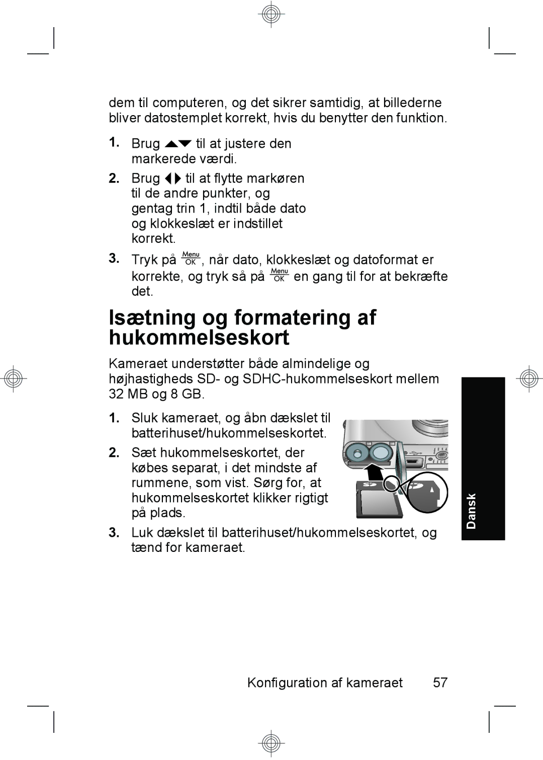 HP M440, M540, M630 manual Isætning og formatering af hukommelseskort 