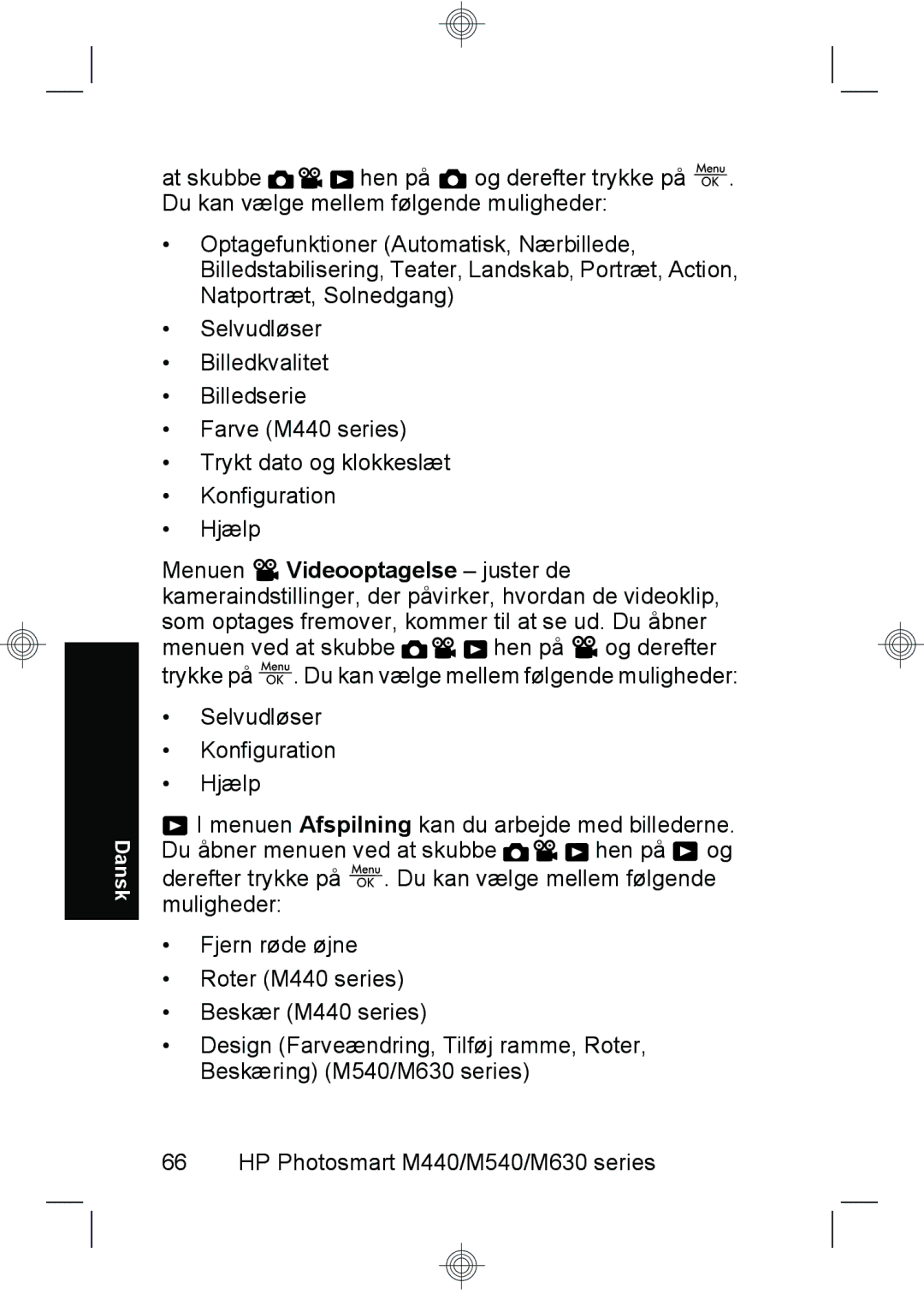 HP M440, M540, M630 manual Dansk 