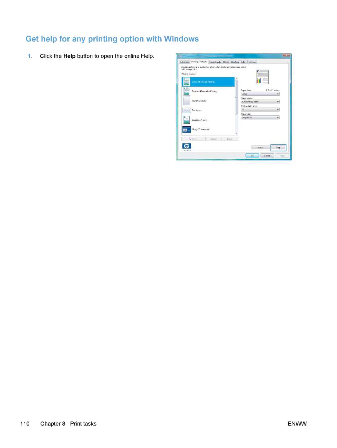 HP M475, M375 manual Get help for any printing option with Windows 