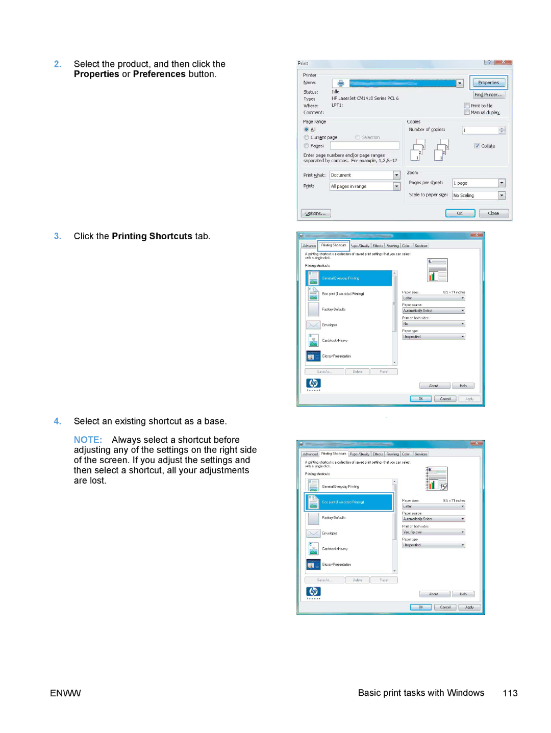 HP M375, M475 manual Select an existing shortcut as a base 