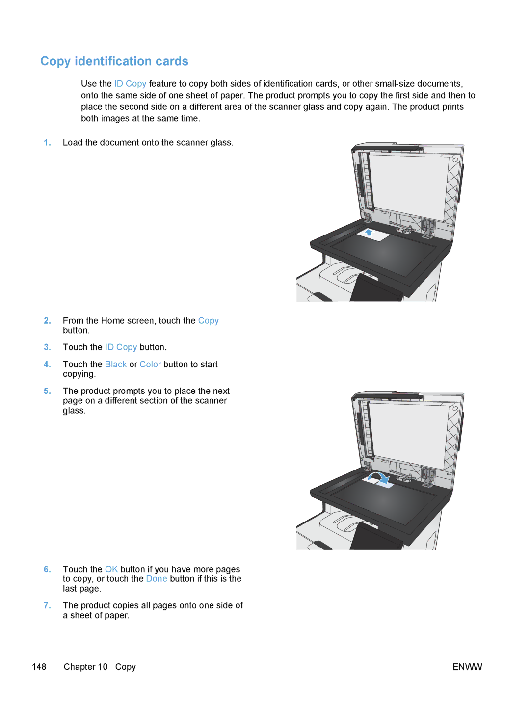 HP M475, M375 manual Copy identification cards 