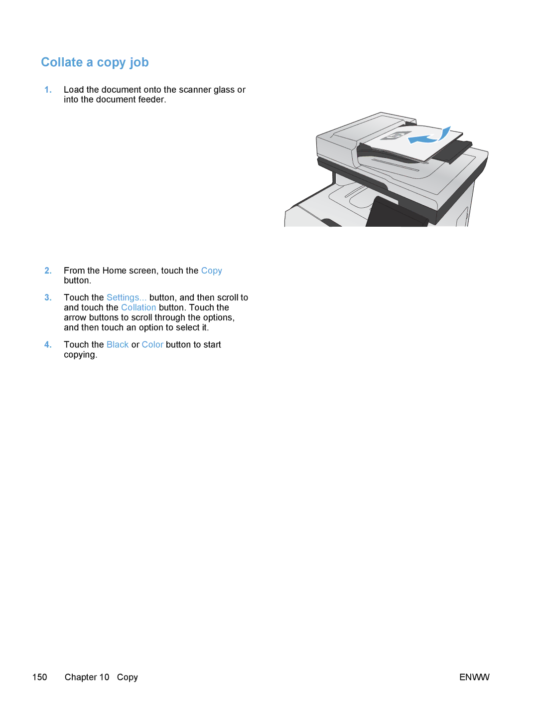 HP M475, M375 manual Collate a copy job 