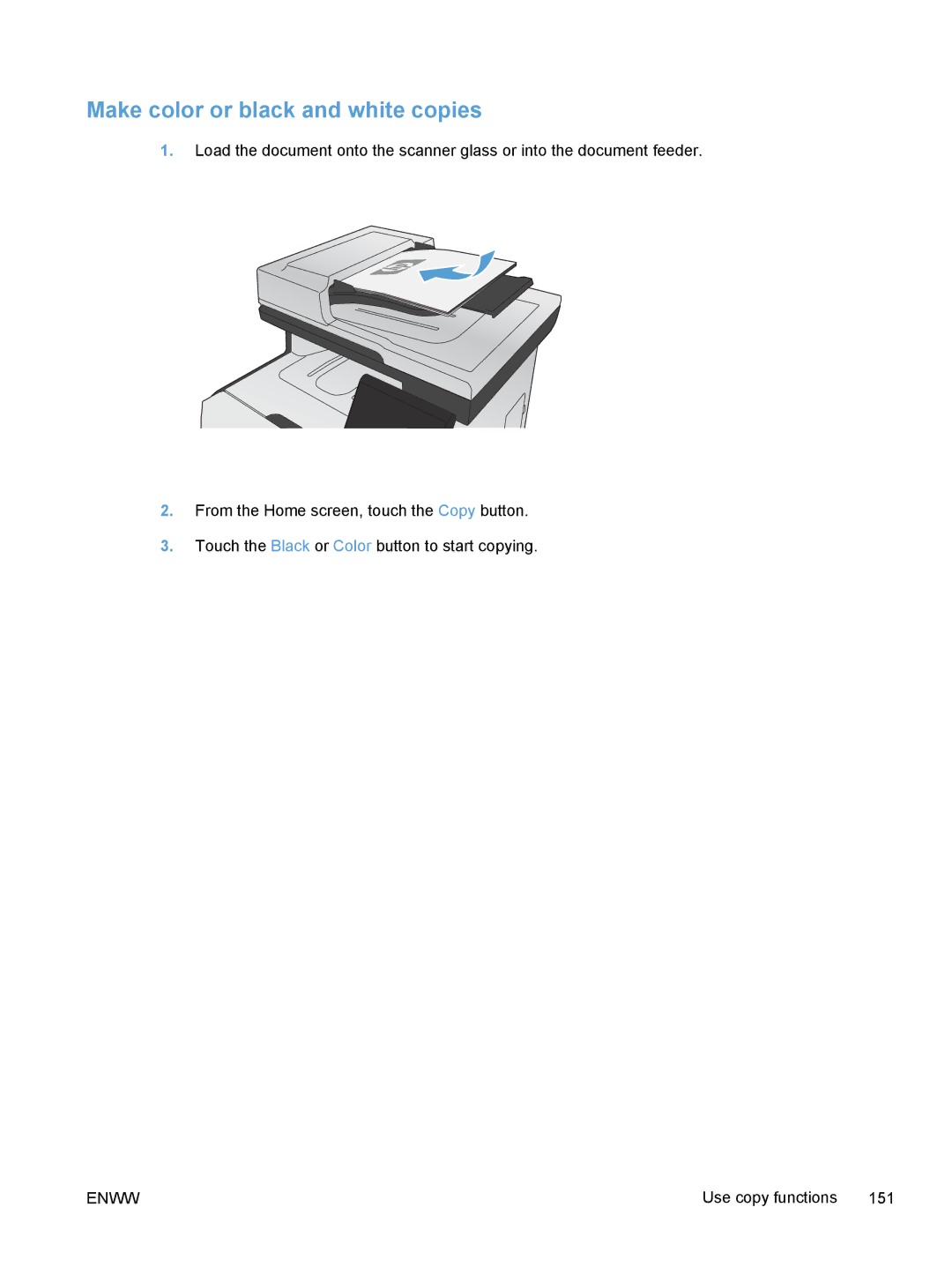 HP M375, M475 manual Make color or black and white copies 