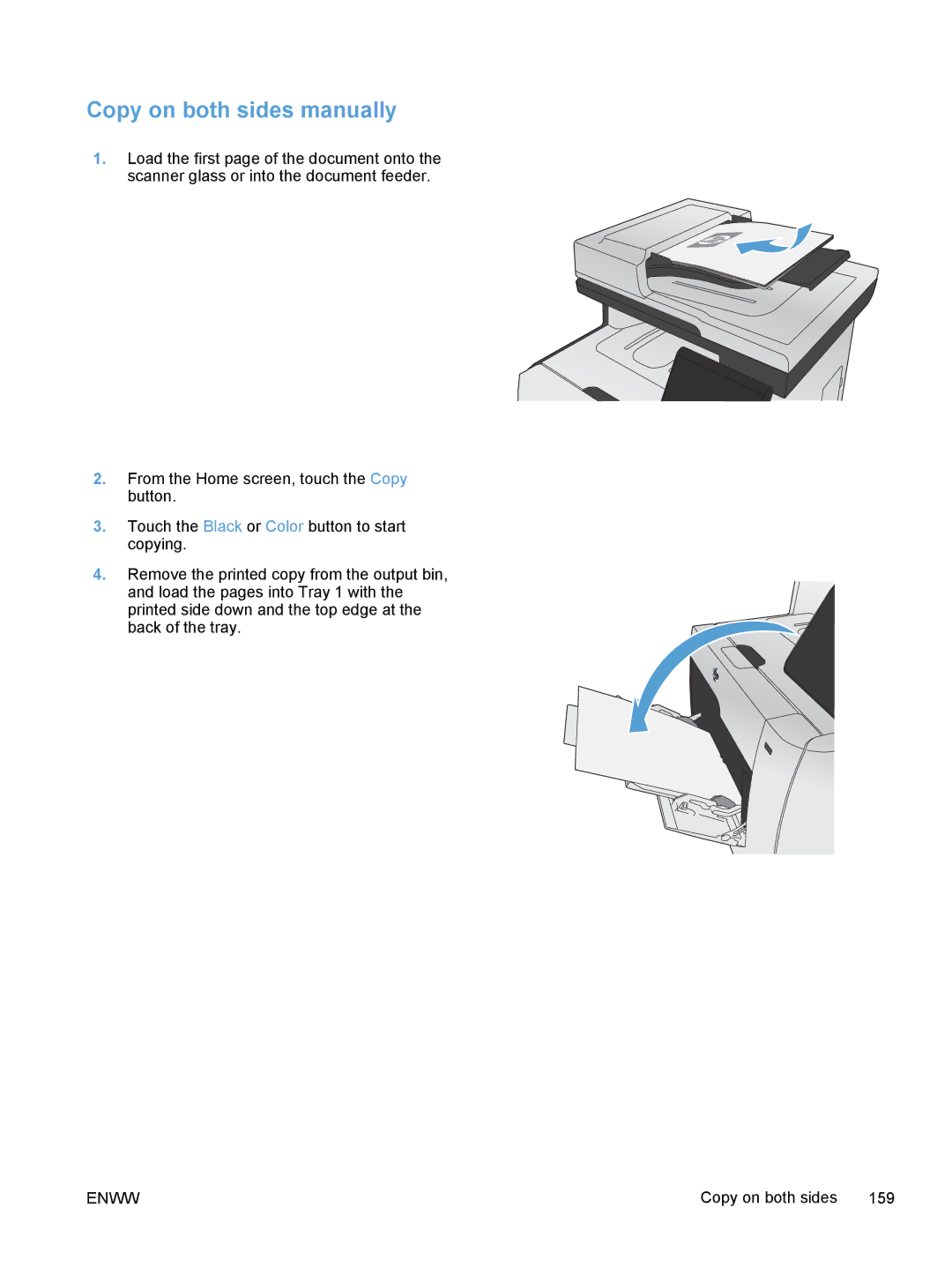 HP M375, M475 Copy on both sides manually 