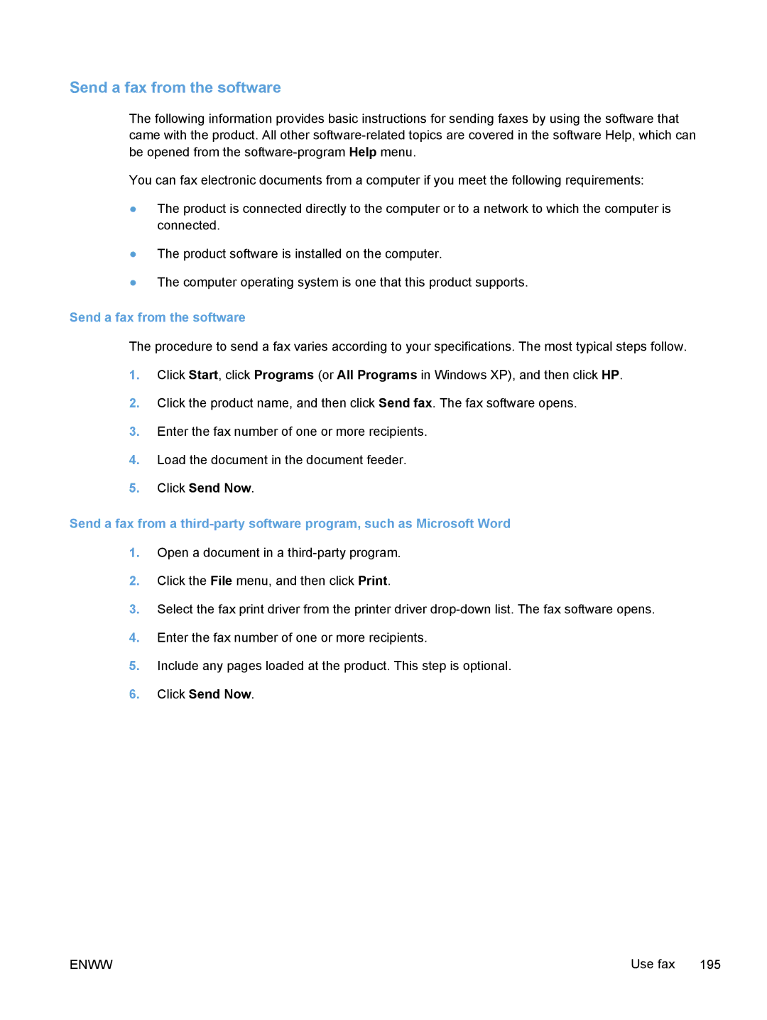 HP M375, M475 manual Send a fax from the software 