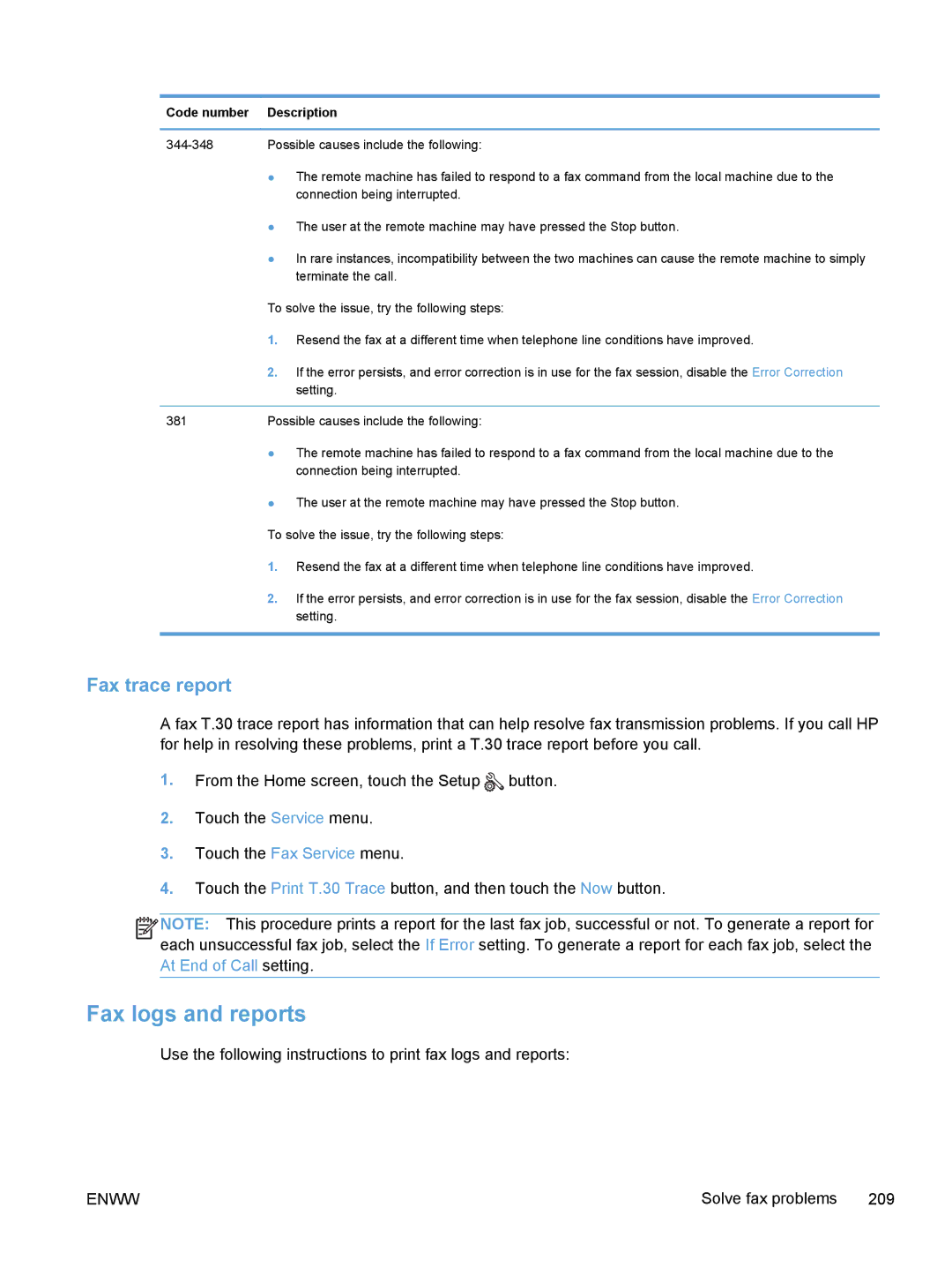 HP M375, M475 manual Fax logs and reports, Fax trace report 