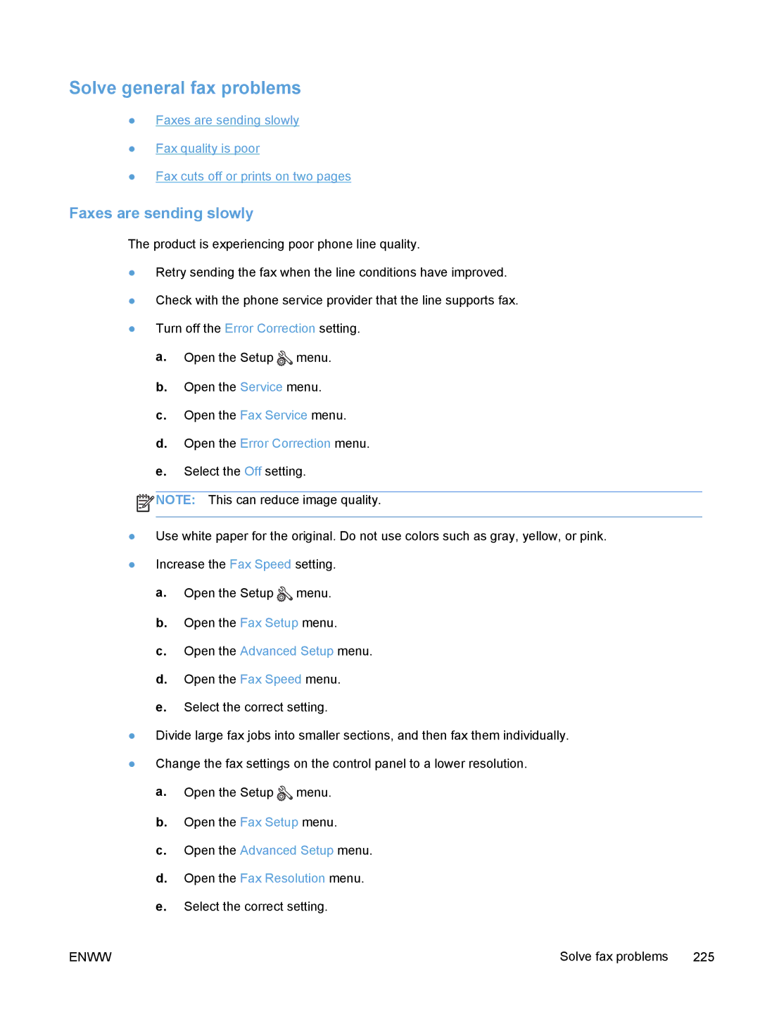 HP M375, M475 manual Solve general fax problems, Faxes are sending slowly 