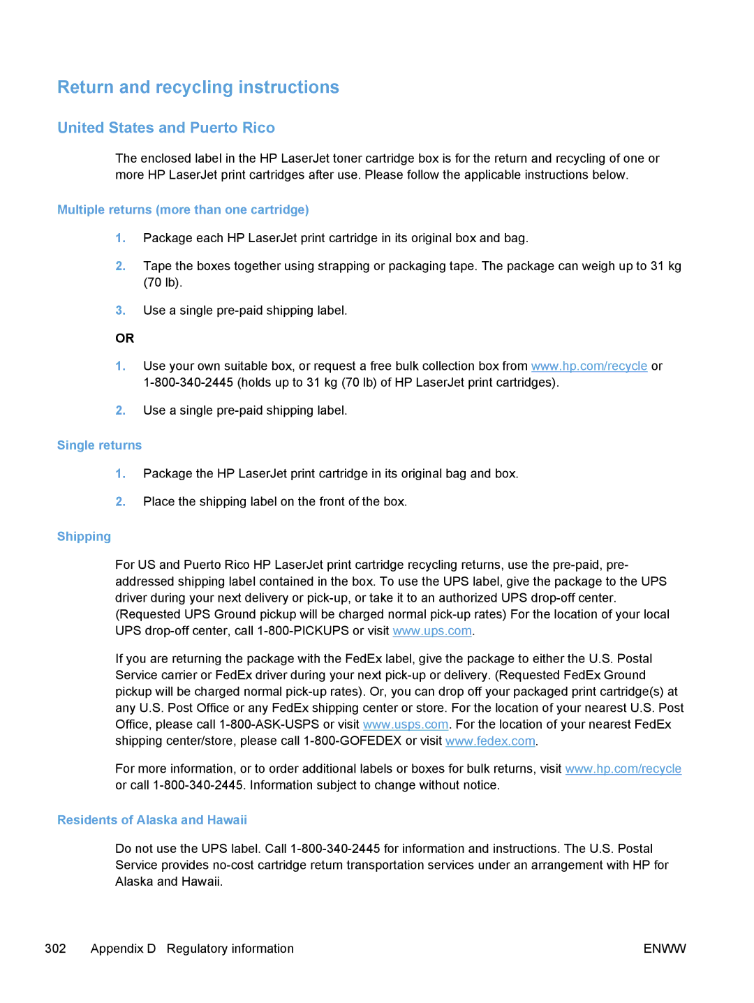 HP M475, M375 Return and recycling instructions, United States and Puerto Rico, Multiple returns more than one cartridge 