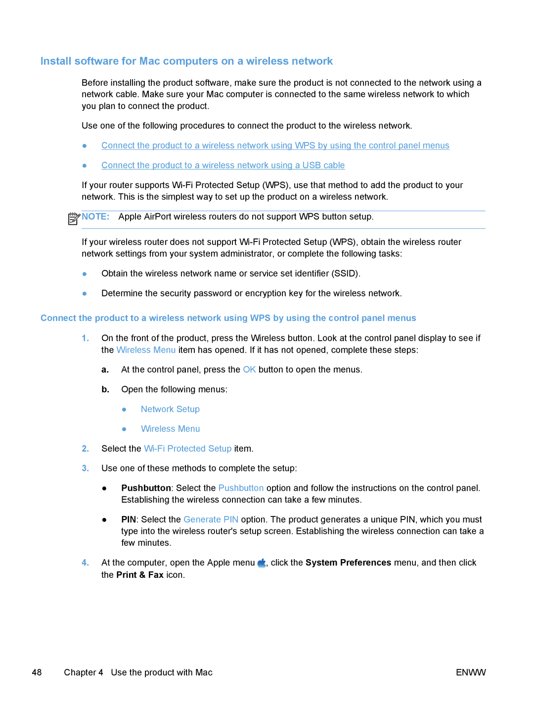 HP M475, M375 manual Install software for Mac computers on a wireless network 