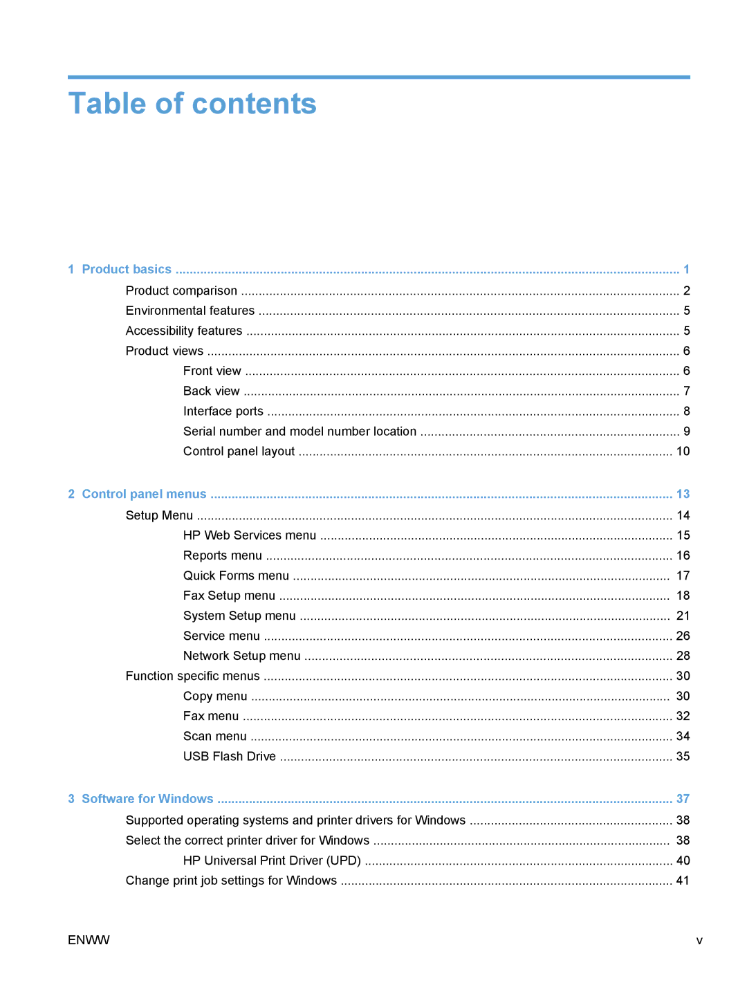 HP M375, M475 manual Table of contents 