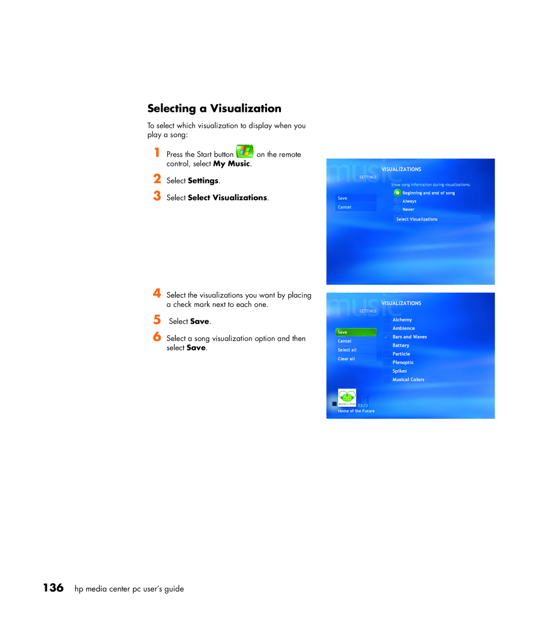 HP m477.uk, m476n, m470n, m380.uk, m377n, m370.uk, m370n, m480n, m487.uk Selecting a Visualization, Select Select Visualizations 