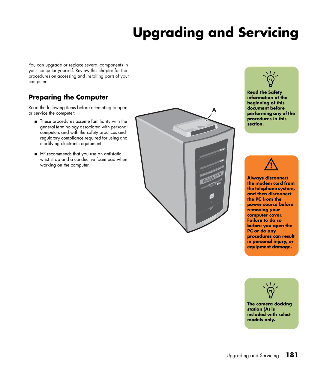 HP m480n, m476n, m470n, m477.uk, m380.uk, m377n, m370.uk, m370n, m487.uk, m490n Upgrading and Servicing, Preparing the Computer 