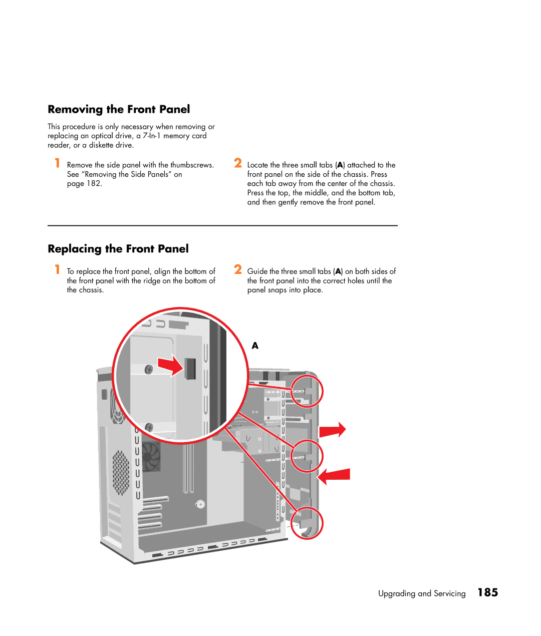 HP m470n, m476n, m477.uk, m380.uk, m377n, m370.uk, m370n, m480n, m487.uk manual Removing the Front Panel, Replacing the Front Panel 