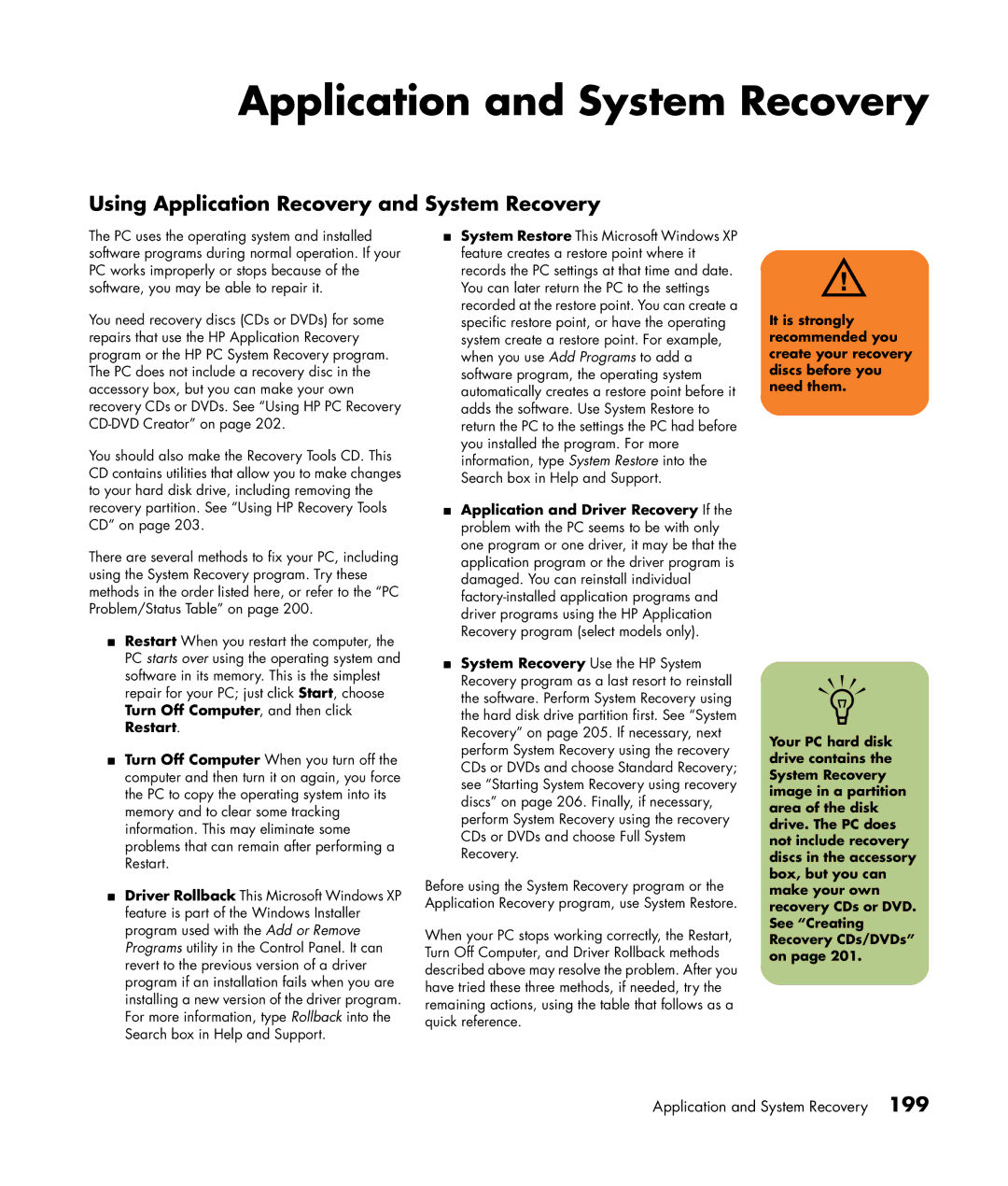 HP m370.uk, m476n, m470n, m477.uk, m380.uk Application and System Recovery, Using Application Recovery and System Recovery 