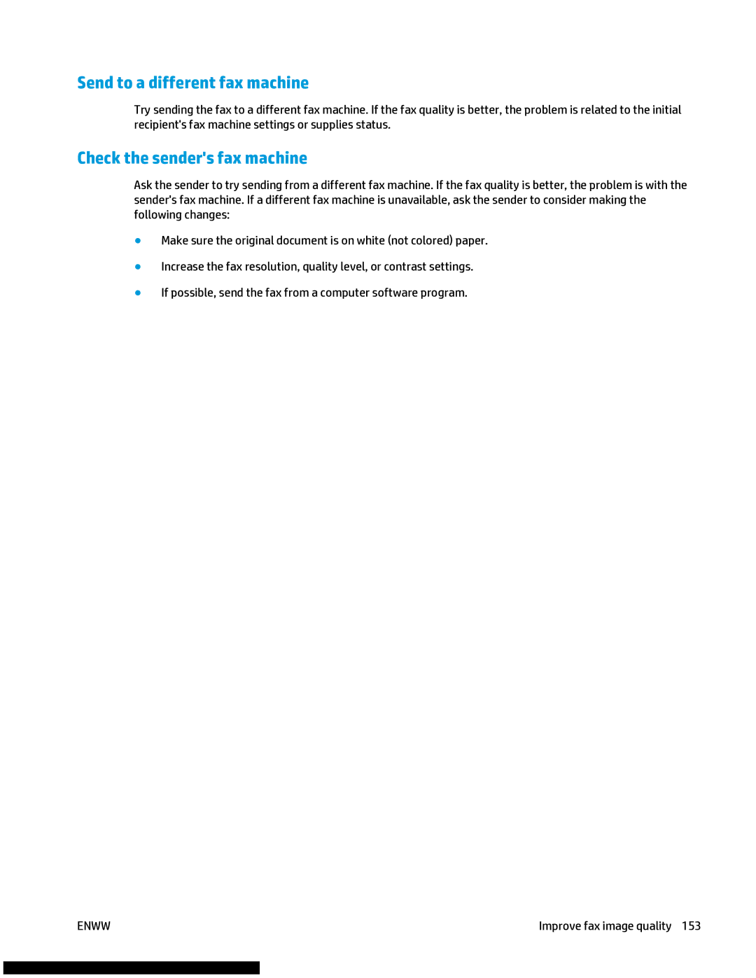 HP M477fnw manual Send to a different fax machine, Check the senders fax machine 