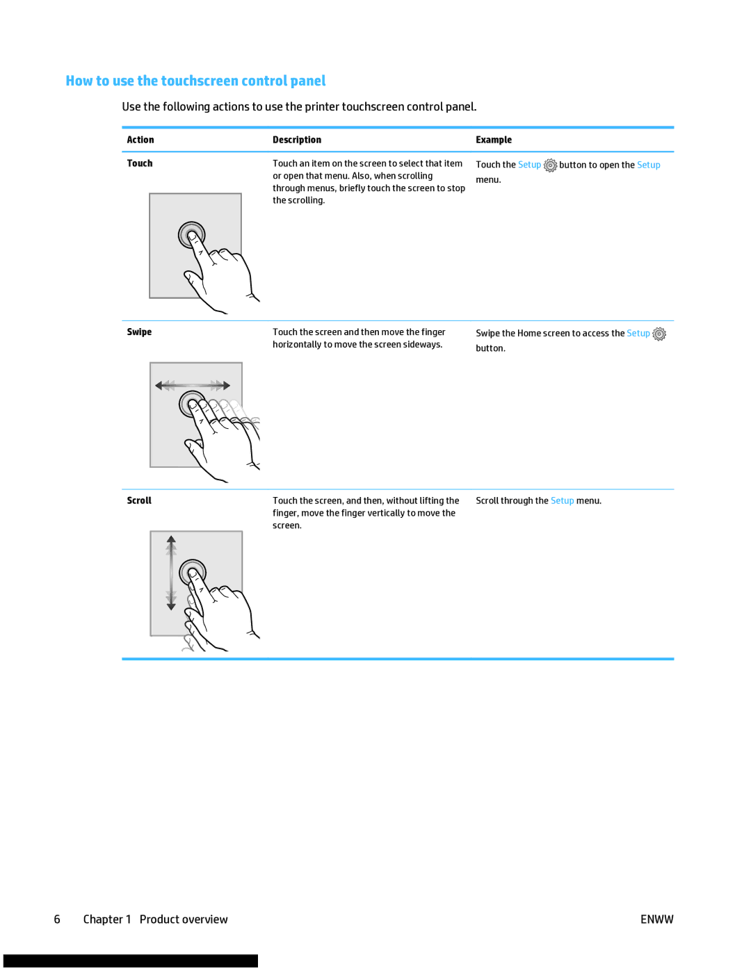 HP M477fnw manual How to use the touchscreen control panel 