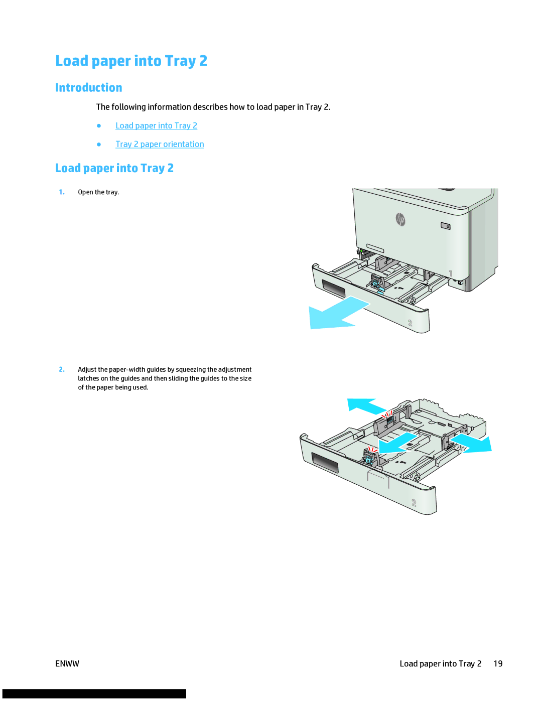 HP M477fnw manual Load paper into Tray Tray 2 paper orientation 