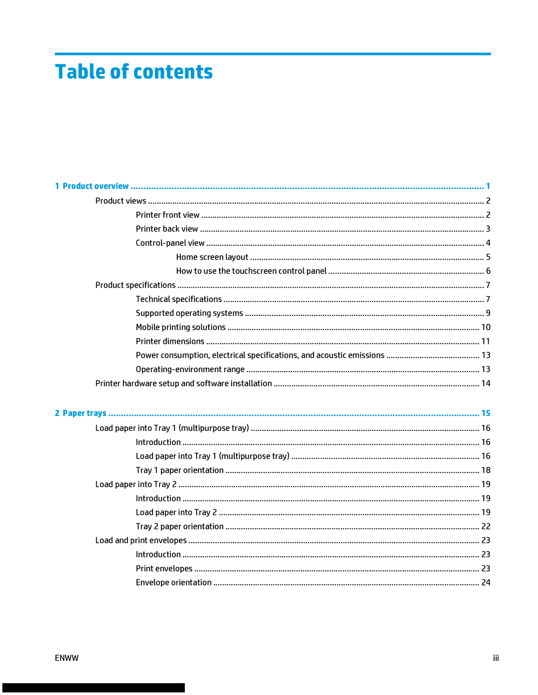 HP M477fnw manual Table of contents 