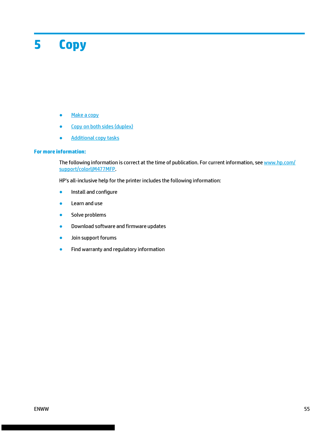 HP M477fnw manual Make a copy Copy on both sides duplex Additional copy tasks 