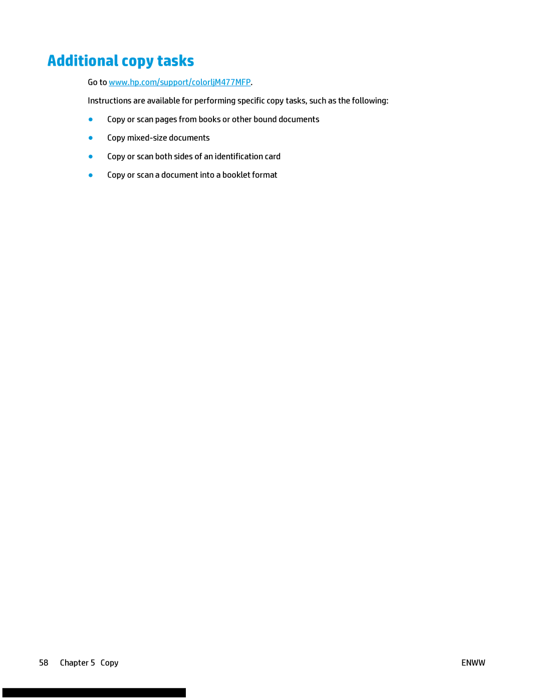 HP M477fnw manual Additional copy tasks 