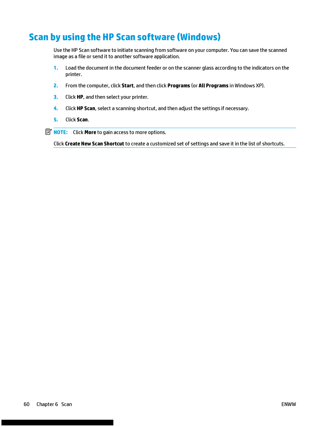 HP M477fnw manual Scan by using the HP Scan software Windows 