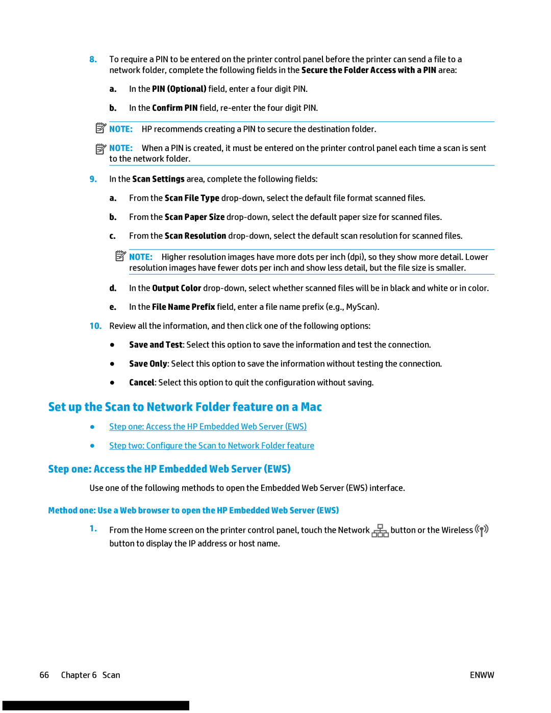 HP M477fnw manual Set up the Scan to Network Folder feature on a Mac 