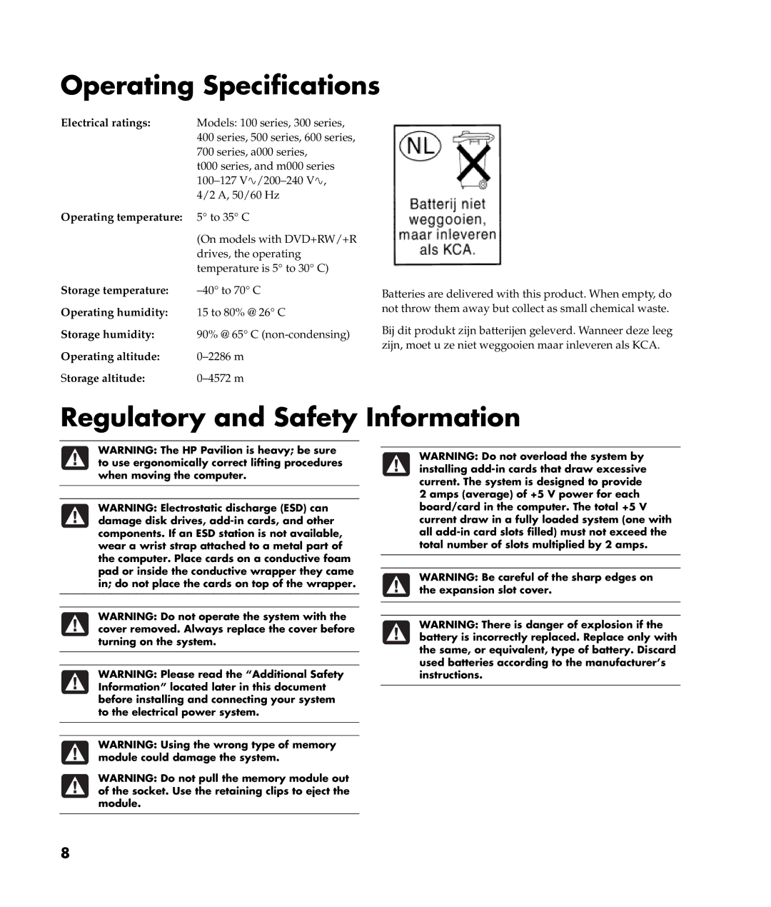 HP m477.uk, m380.uk, m370.uk, m487.uk manual Operating Specifications, Regulatory and Safety Information 