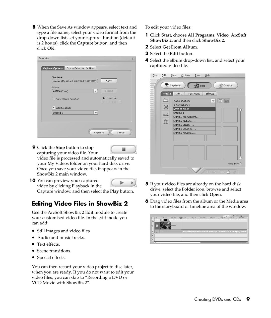 HP m577.uk, m477.uk, m487.uk manual Editing Video Files in ShowBiz 