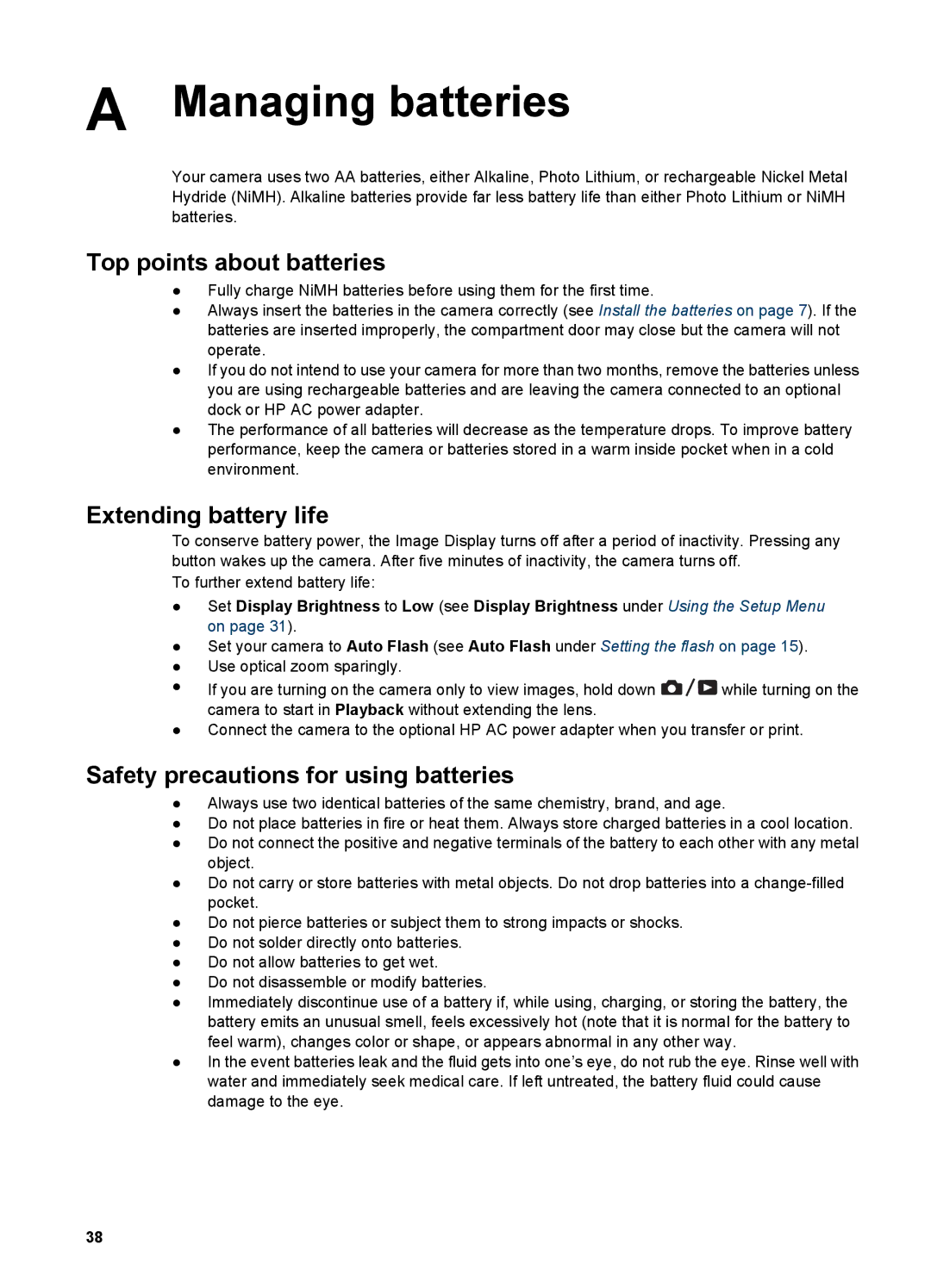 HP M525 Managing batteries, Top points about batteries, Extending battery life, Safety precautions for using batteries 