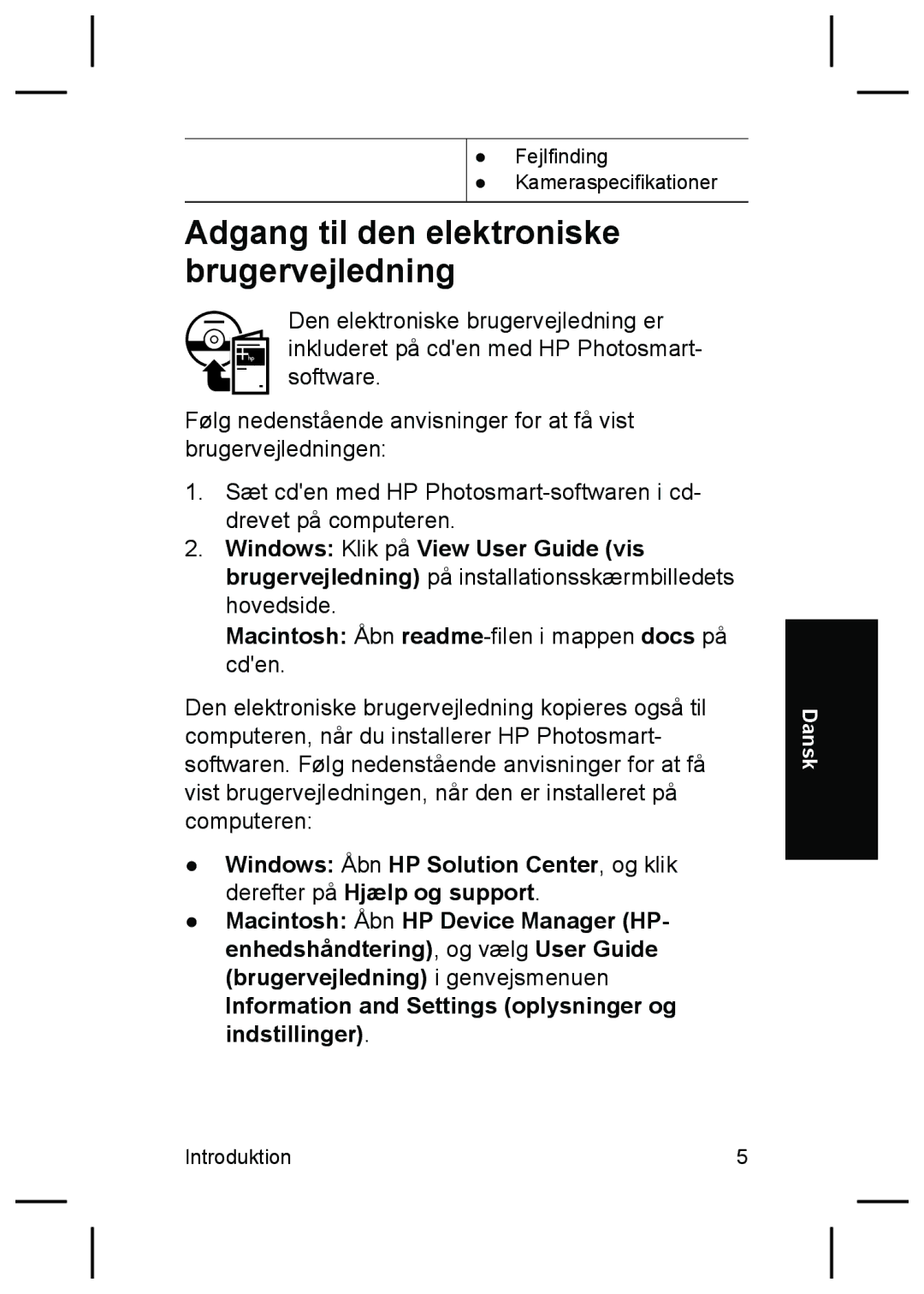 HP M425, M525 manual Adgang til den elektroniske brugervejledning 