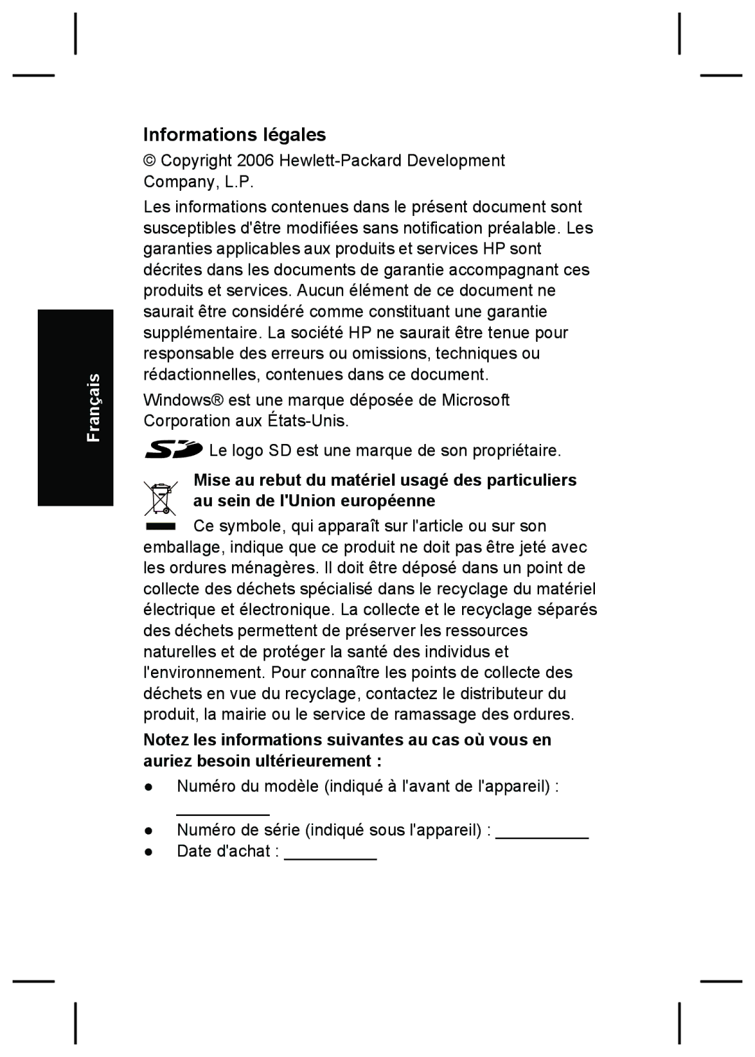 HP M527 manual Informations légales 