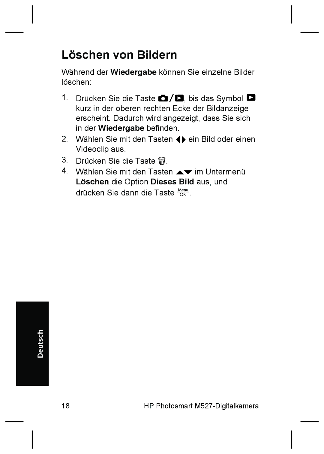 HP M527 manual Löschen von Bildern 