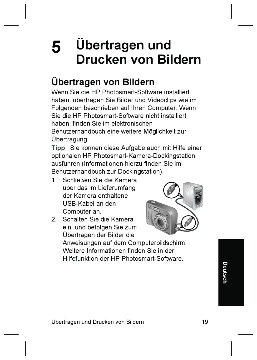 HP M527 manual Übertragen und Drucken von Bildern, Übertragen von Bildern 